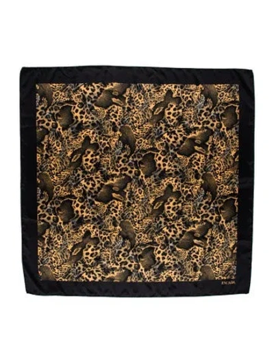Pre-owned Escada Silk Printed Scarf In Black