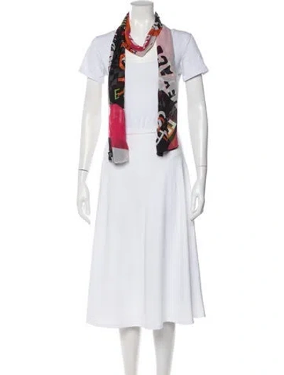 Pre-owned Escada Silk Printed Scarf In Black