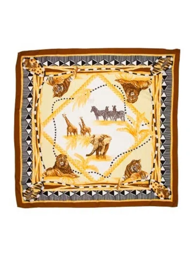 Pre-owned Escada Silk Printed Scarf In Brown