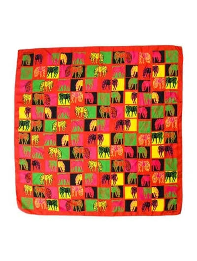 Pre-owned Escada Silk Printed Scarf In Orange