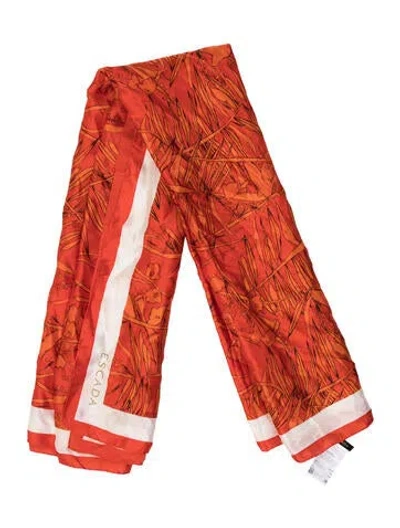 Pre-owned Escada Silk Printed Scarf In Orange