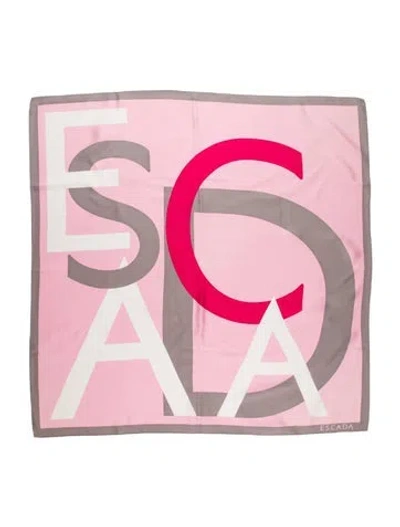Pre-owned Escada Silk Printed Scarf In Pink