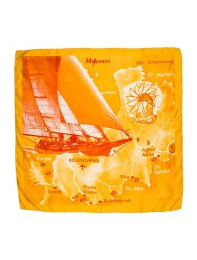 Pre-owned Escada Silk Printed Scarf In Yellow
