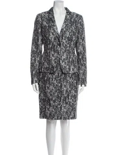 Pre-owned Escada Silk Printed Skirt Set In Gray