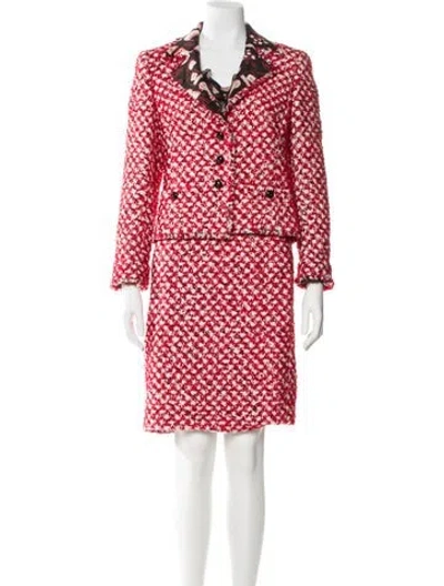 Pre-owned Escada Silk Printed Skirt Suit In Red