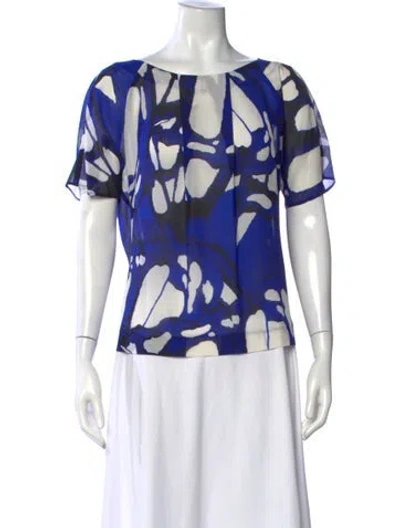 Pre-owned Escada Silk Printed Top In Blue