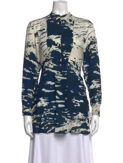 Pre-owned Escada Silk Printed Top In Blue