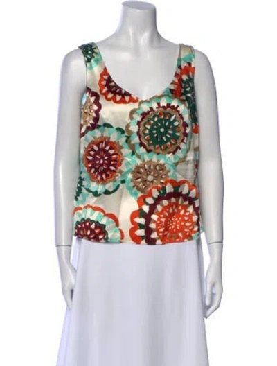 Pre-owned Escada Silk Printed Top In Green