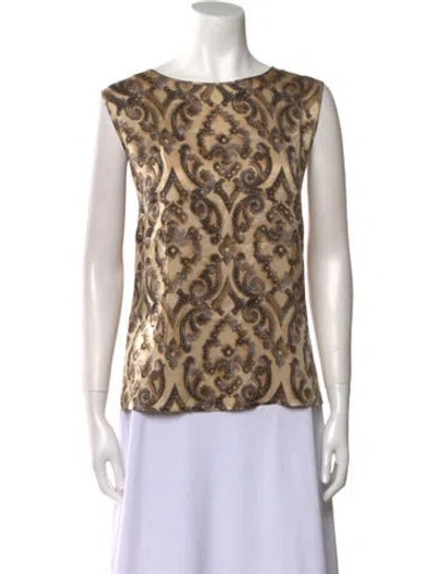 Pre-owned Escada Silk Printed Top In Neutral