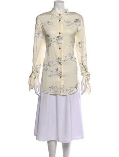 Pre-owned Escada Silk Printed Top In Neutral