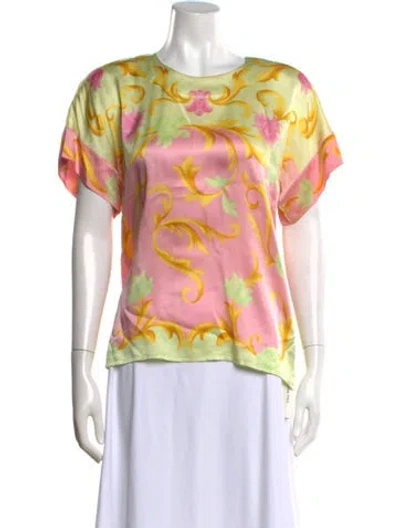 Pre-owned Escada Silk Printed Top In Pink