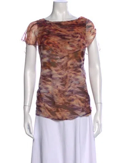 Pre-owned Escada Silk Printed Top In Purple