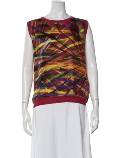 Pre-owned Escada Silk Printed Top In White