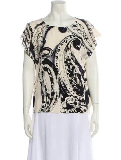 Pre-owned Escada Silk Printed T-shirt In White
