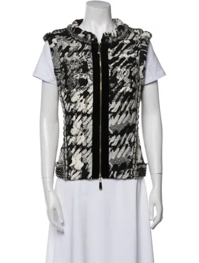 Pre-owned Escada Silk Printed Vest In White