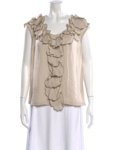 Pre-owned Escada Silk Scoop Neck Blouse In Neutral