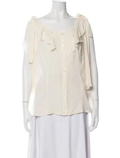 Pre-owned Escada Silk Scoop Neck Blouse In Neutrals