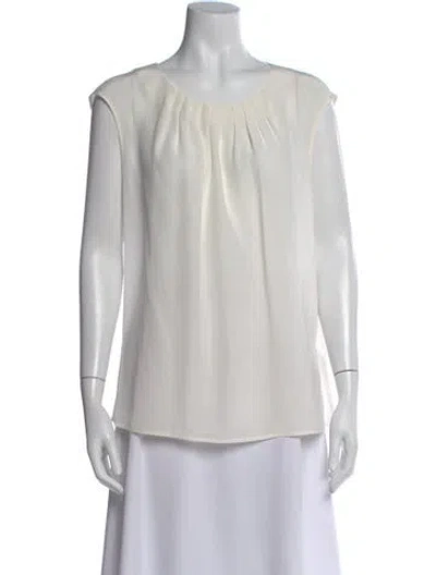 Pre-owned Escada Silk Scoop Neck Blouse In White