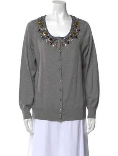 Pre-owned Escada Silk Scoop Neck Sweater In Gray