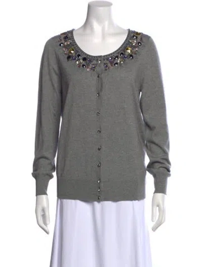 Pre-owned Escada Silk Scoop Neck Sweater In Gray