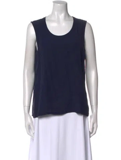 Pre-owned Escada Silk Scoop Neck Top In Blue