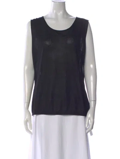 Pre-owned Escada Silk Scoop Neck Top In Blue