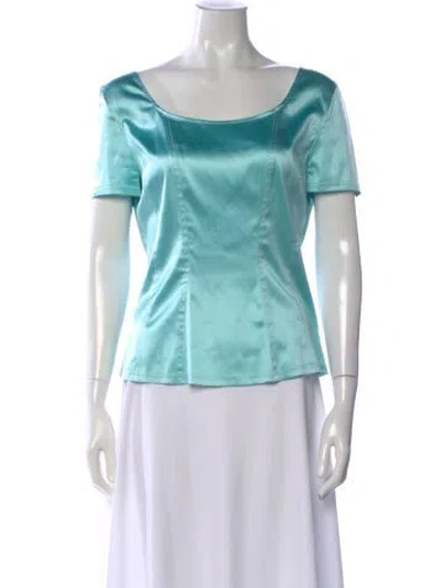 Pre-owned Escada Silk Scoop Neck Top In Blue