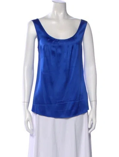 Pre-owned Escada Silk Scoop Neck Top In Blue