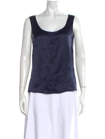 Pre-owned Escada Silk Scoop Neck Top In Blue