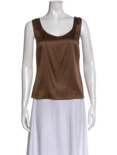Pre-owned Escada Silk Scoop Neck Top In Brown