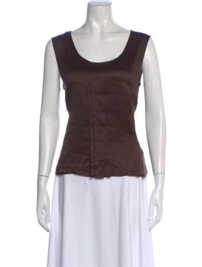 Pre-owned Escada Silk Scoop Neck Top In Brown