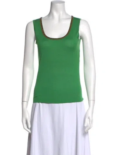 Pre-owned Escada Silk Scoop Neck Top In Green