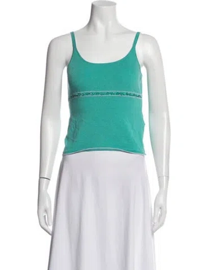 Pre-owned Escada Silk Scoop Neck Top In Green