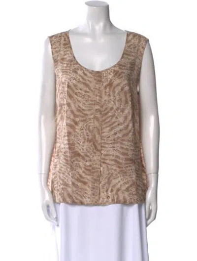 Pre-owned Escada Silk Scoop Neck Top In Neutral
