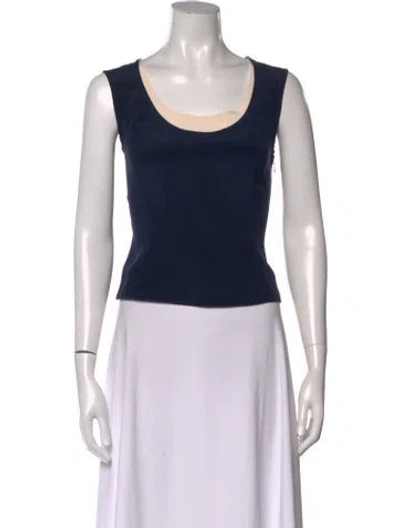 Pre-owned Escada Silk Scoop Neck Top In White