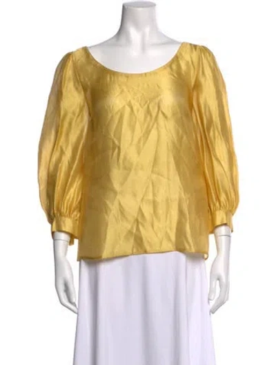 Pre-owned Escada Silk Scoop Neck Top In Yellow