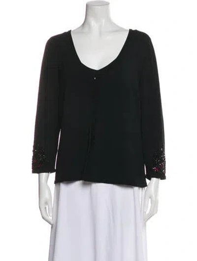 Pre-owned Escada Silk Sequin Embellishments Set In Black