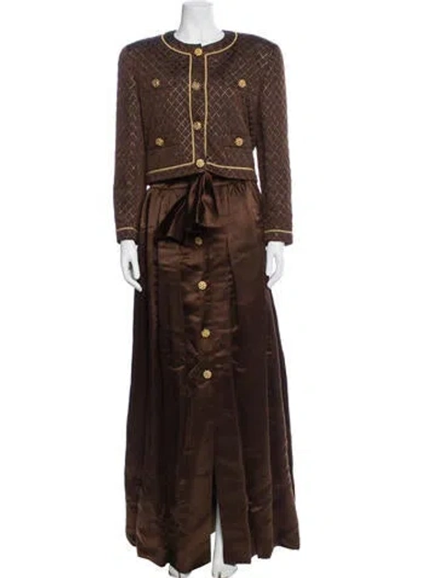 Pre-owned Escada Silk Skirt Set In Brown
