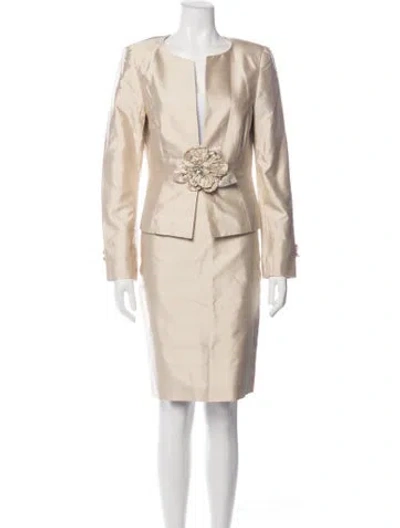 Pre-owned Escada Silk Skirt Set In Neutrals