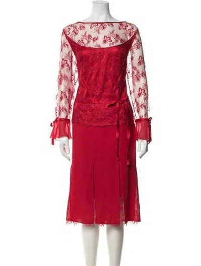 Pre-owned Escada Silk Skirt Set In Red