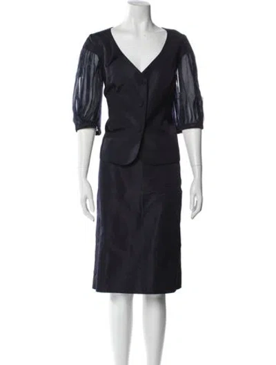 Pre-owned Escada Silk Skirt Set W/ Tags In Blue
