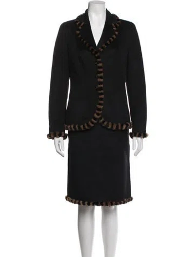 Pre-owned Escada Silk Skirt Suit In Black