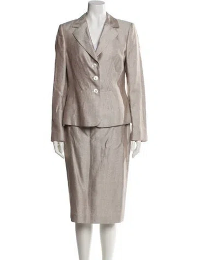 Pre-owned Escada Silk Skirt Suit In Neutral