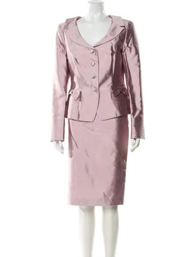 Pre-owned Escada Silk Skirt Suit In Pink