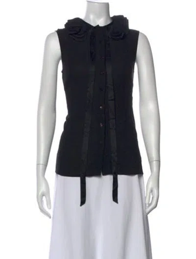 Pre-owned Escada Silk Sleeveless Button-up Top In Black