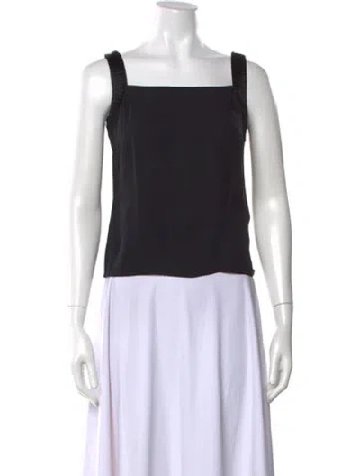 Pre-owned Escada Silk Square Neckline Top In Black