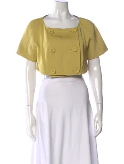 Pre-owned Escada Silk Square Neckline Top W/ Tags In Yellow