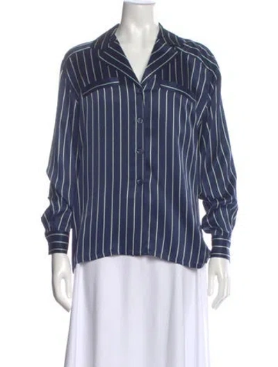 Pre-owned Escada Silk Striped Blouse In Blue