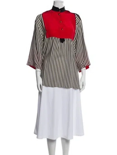 Pre-owned Escada Silk Striped Blouse In Multi