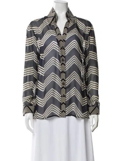 Pre-owned Escada Silk Striped Blouse In Multi